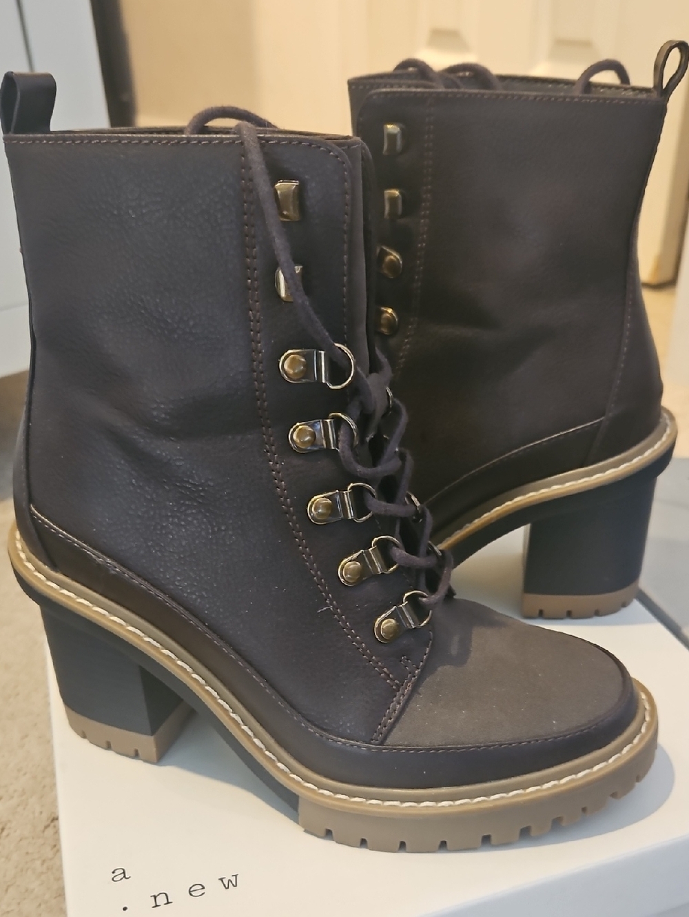 Lace-Up Chunky Heel Boot